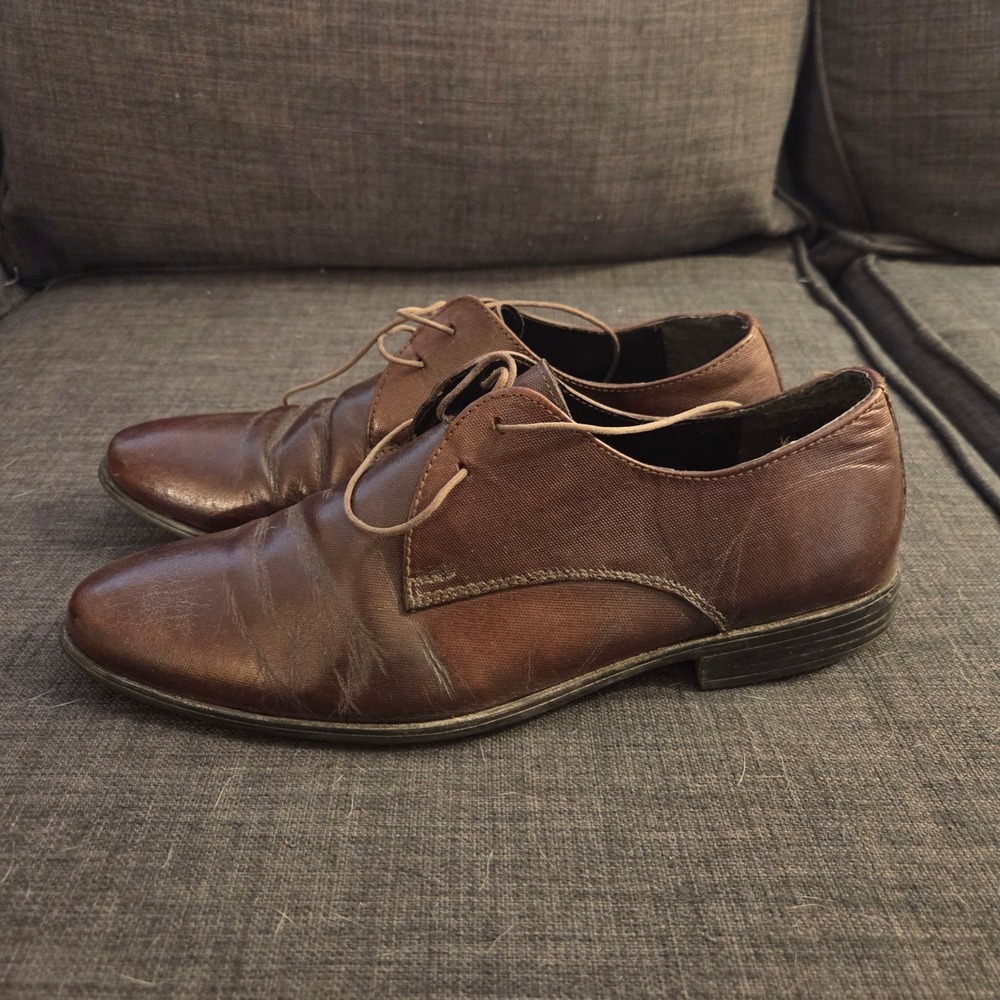 Red Tape Mens Brown Textured Leather Derby Dress Shoes RTS-10162 Size UK 9 EU 43